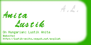 anita lustik business card
